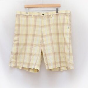 Haggar men's plaid yellow shorts cotton summer boat casual preppy 42 pastel